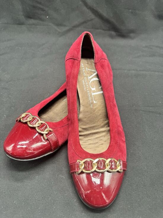AGL Attilio Giusti Leombruni Shoes - AGL Attilio Giusti Leombruni Red Wine Buckles Ballet Flats Size 39 Sz 8.5